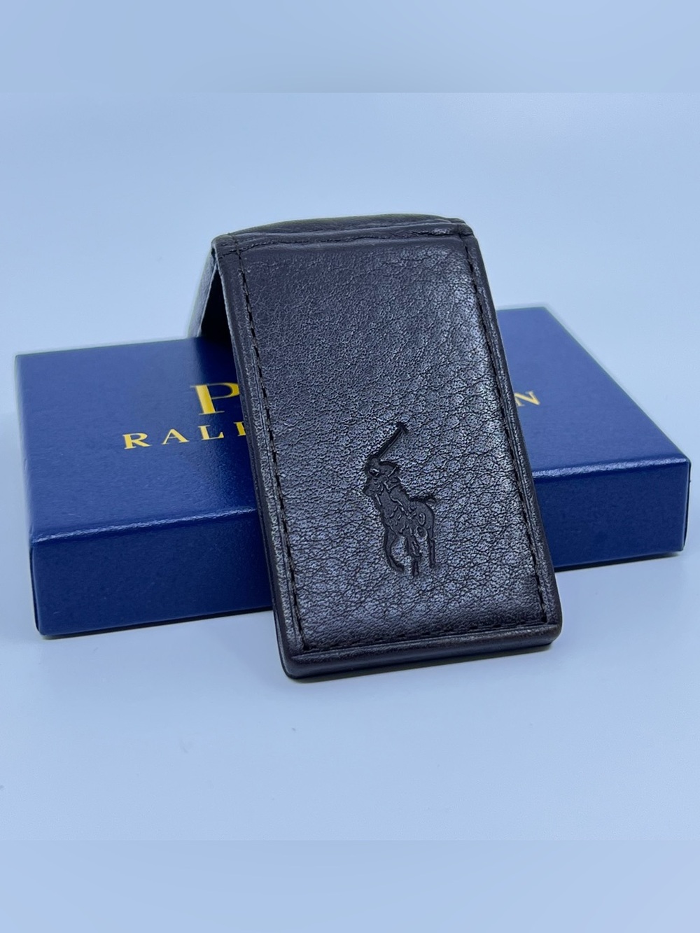 Polo Ralph Lauren Men's Pebbled Leather Money Clip | Dark Brown